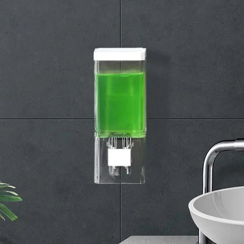 Non-punching Manual Press Soap Dispenser Wall Hanging Traceless Paste Disinfectant Bottle Bathroom Transparent Soap Dispenser