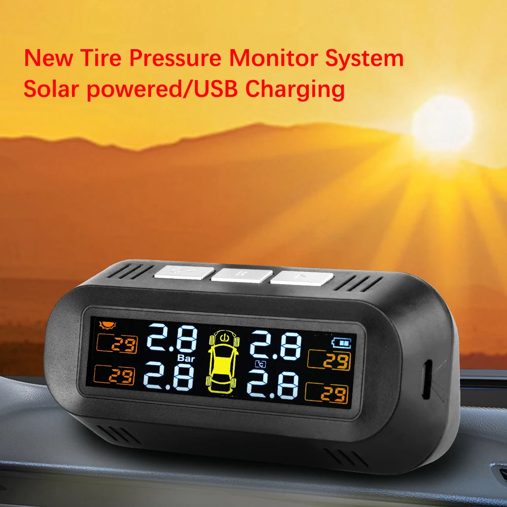 Solar TPMS Tire Pressure Monitoring System with External Sensors