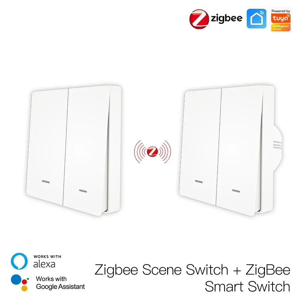 MOES Tuya ZigBee Light Switch with Transmitter Kit No Neutral Wire No Capacitor Required works with Alexa Google Home Smart Life