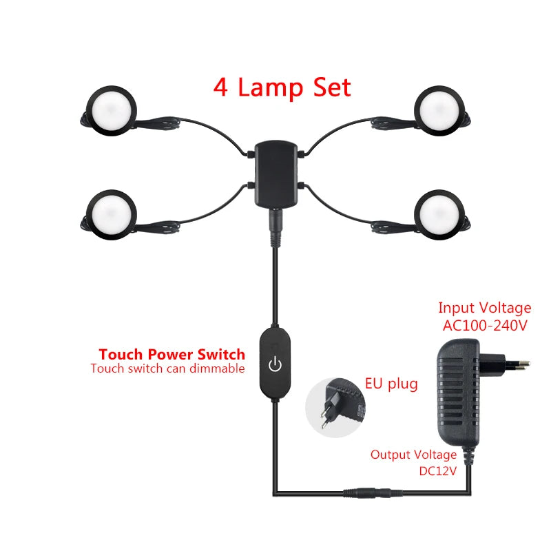 12 V Round LED Cabinet Lights - Set Options