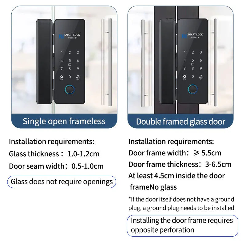 Bluetooth-tasted Lock til glas- eller rammede døre