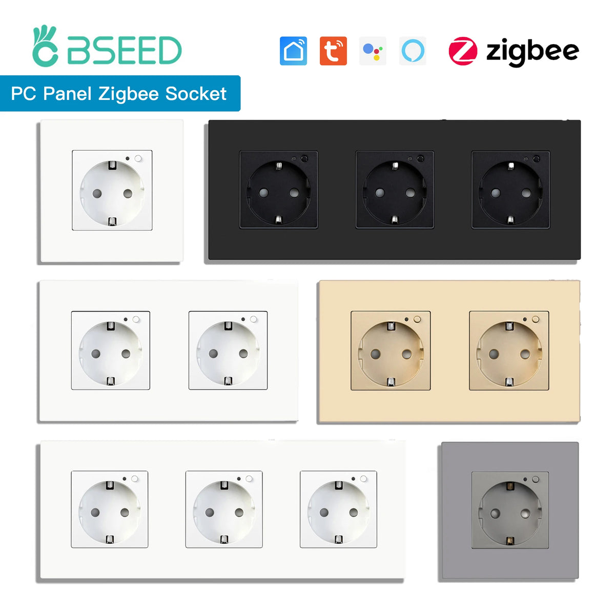 Enchufe inteligente Zigbee de pared – simple, doble o triple