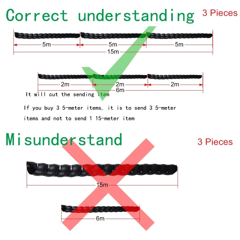 2M Long 8/10/12mm Cable Protection Sleeving Spiral Wound Flexible Wire Organizer Insulation Sleeve Wire Winding Protector