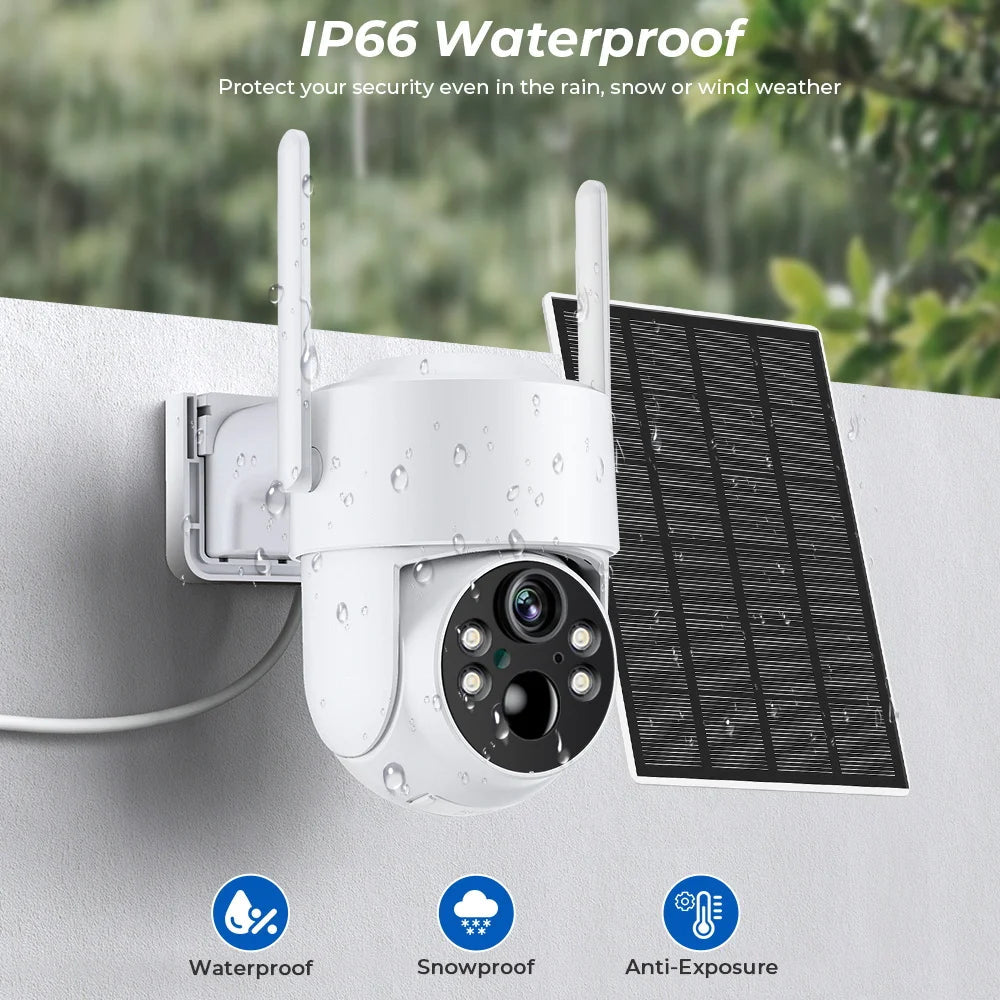 4MP Outdoor Solar Security Camera with PTZ and Battery