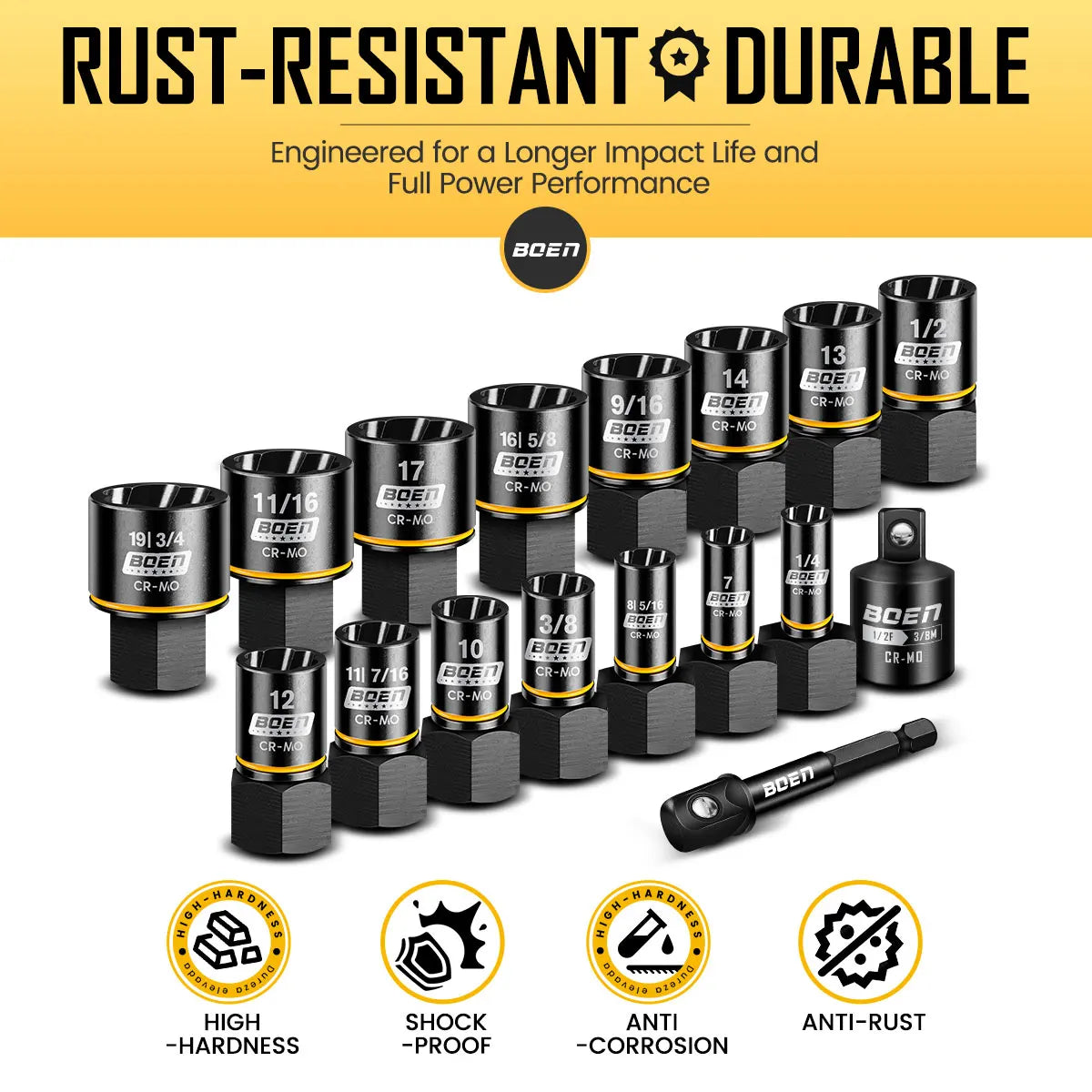 17-Piece Impact Bolt Extractor Kit for Damaged Bolts