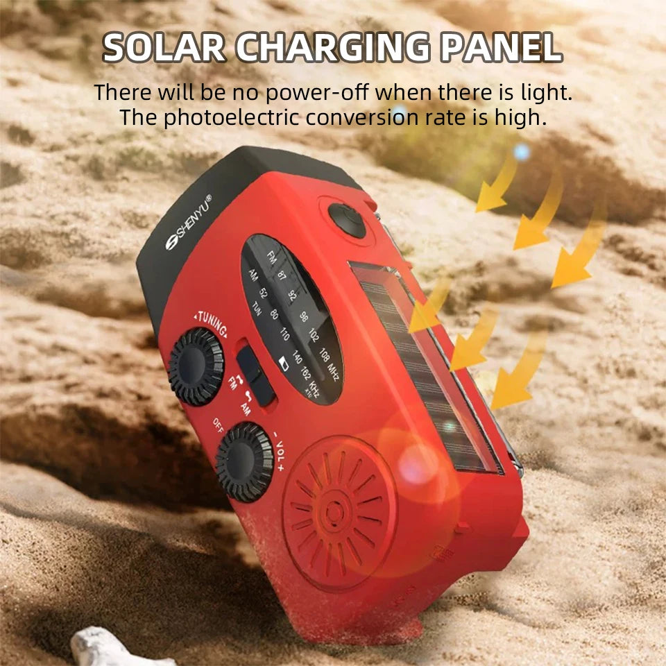 Portable Solar and Hand-Crank Radio with Light