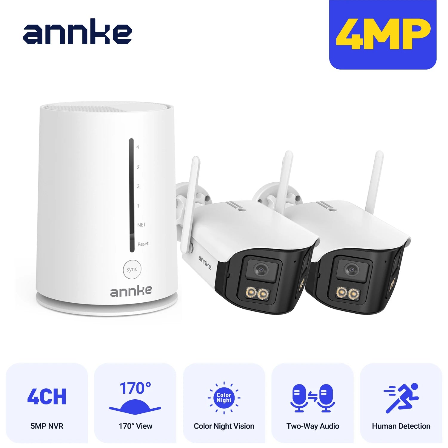 ANNKE 4MP WiFi Security Camera System with 170° Dual Lens