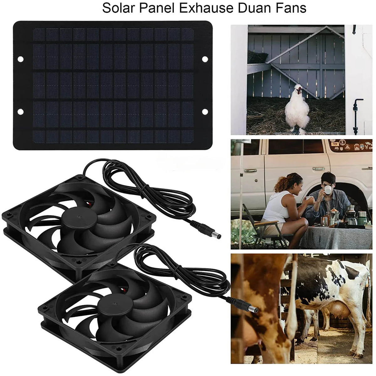12V solárny ventilátor Solárny nabíjač Odvetrávací ventilátor Ventilátor poháňaný solárnym panelom Vzduchový extraktor pre psa kurací dom RV skleníkový ventilátor