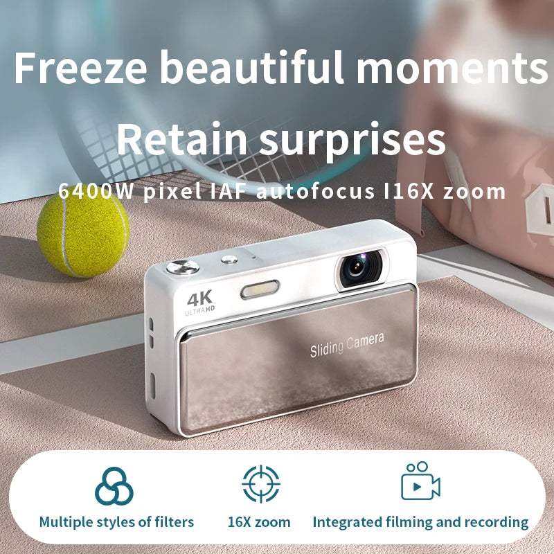 Portable 4K Digital Camera with Night Shot and 1080P Video