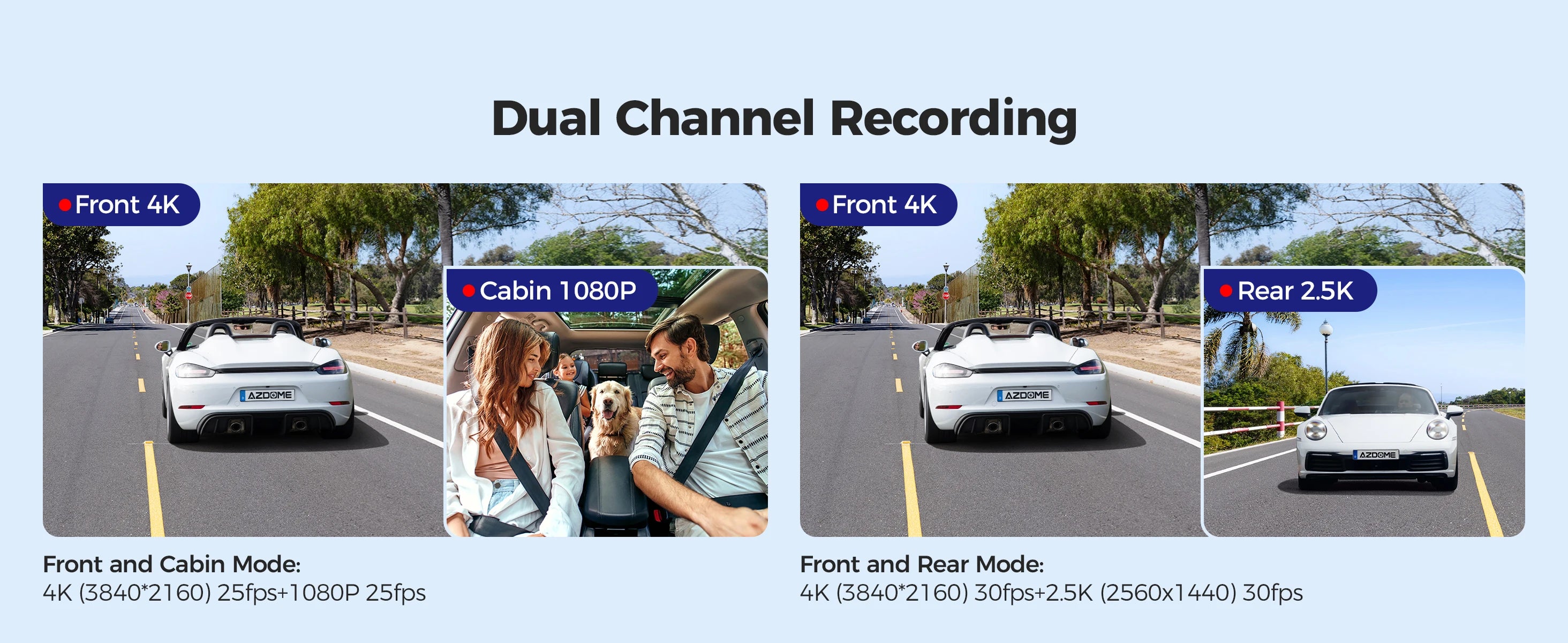 4K 3 Channel Dash Cam with WiFi, GPS, IR Night Vision and Parking Mode