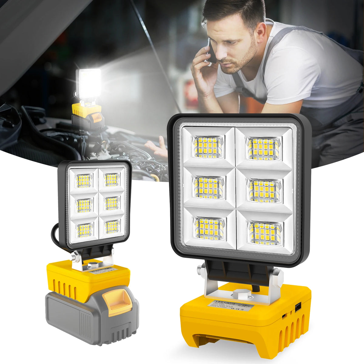 Luz de trabajo LED inalámbrica de 48 W - Batería no incluida