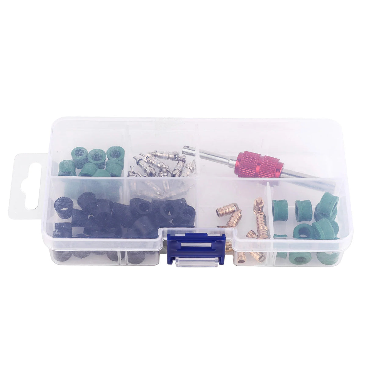 Valvola Kit per condizionatore Kit di riparazione Strumento di riparazione Cuori di valvola Guarnizioni O-ring Valvole Strumenti chiave per valvole
