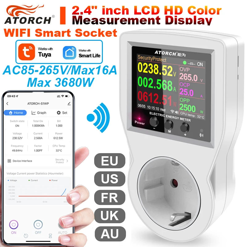 Wi-Fi Smart Plug with Energy-Monitoring Display