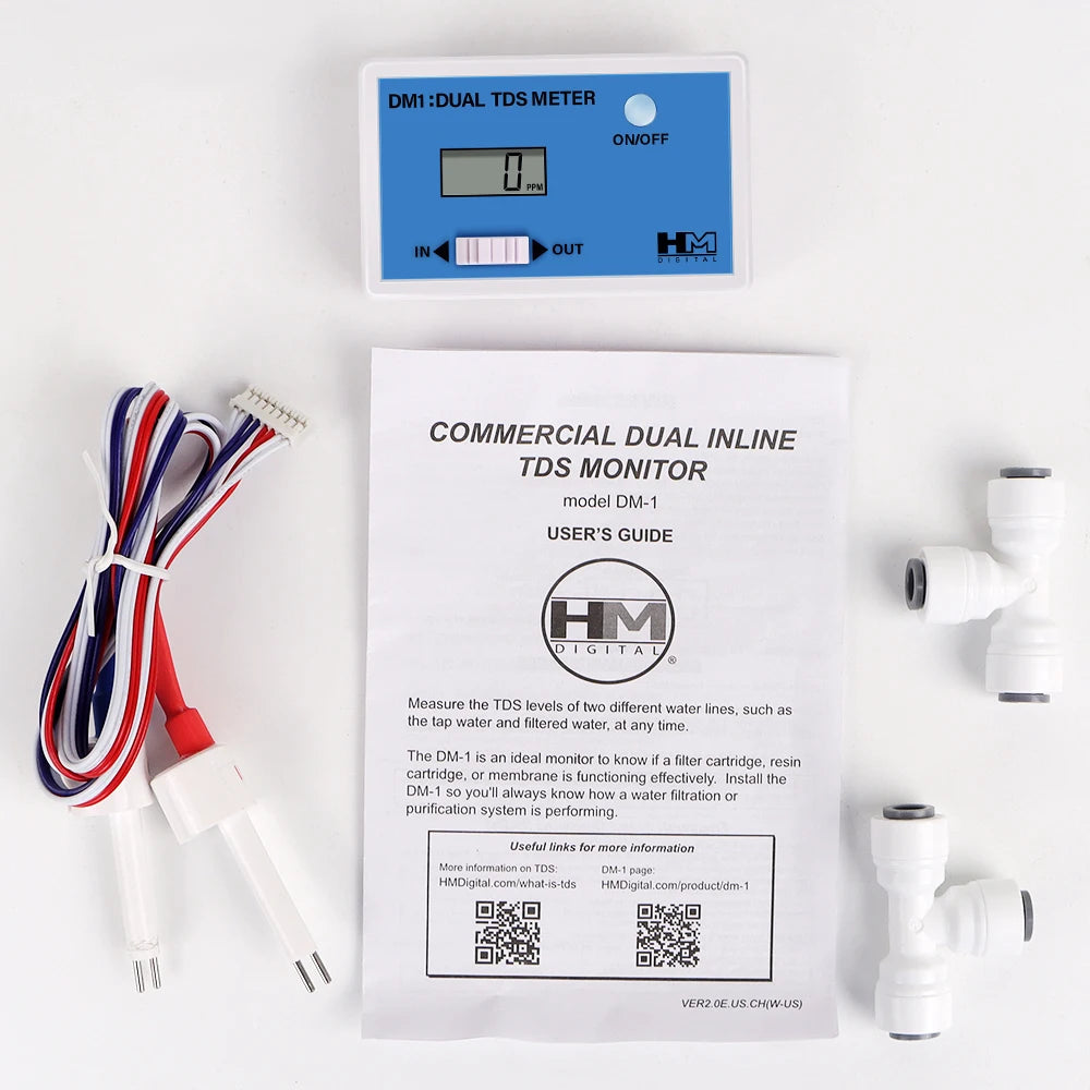 Dual-Probe Inline TDS or EC Water Meter