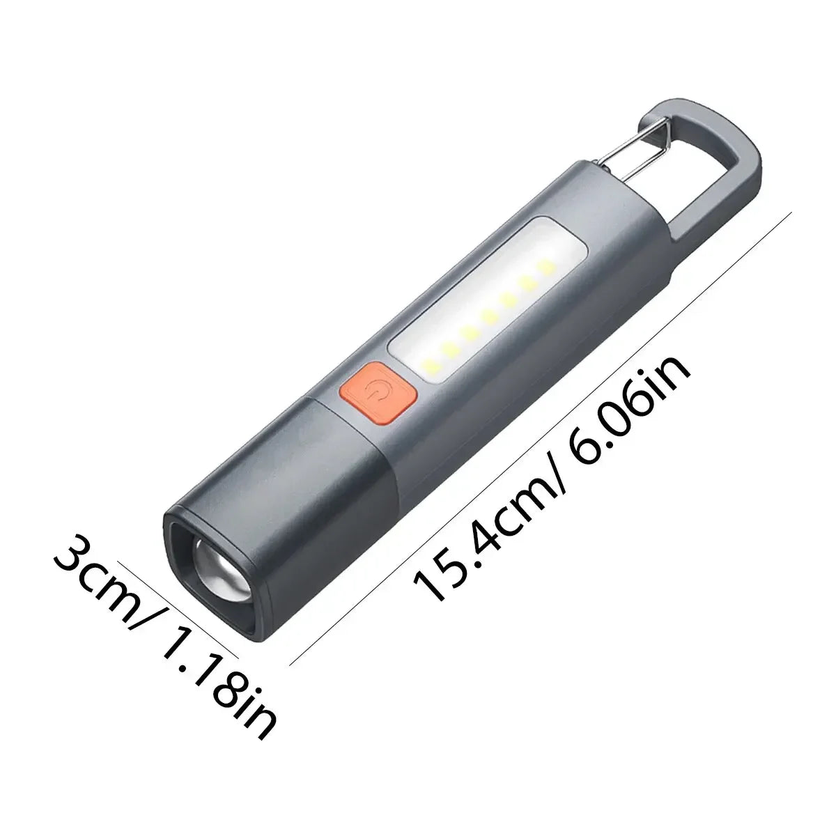 0307 Rechargeable Zoom Torch with COB Side Lamp, 1 or 2 Pack