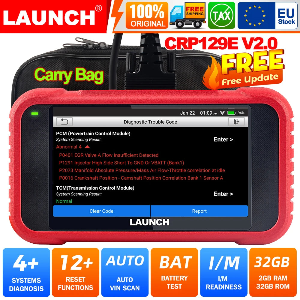 LAUNCH X431 CRP129E V2.0 OBD2 Diagnostic Scanner with 12 Resets