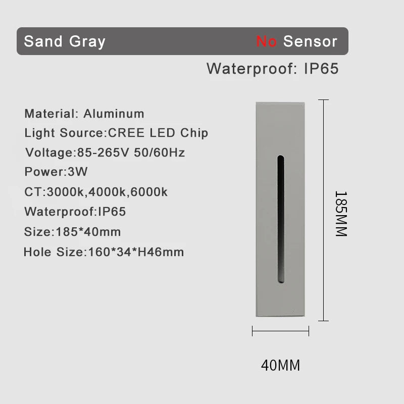 Recessed LED Stair Light - Sensor Options