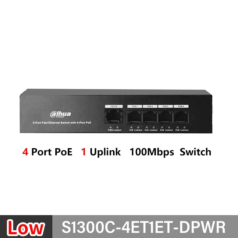 Dahua 4/8/16/24 Port PoE Switch 10/100/1000Mbps Gigabit Fast Ethernet Switch IEEE 802.3 For VTO VTH IP Camera S1300C-4ET2ET-APWR