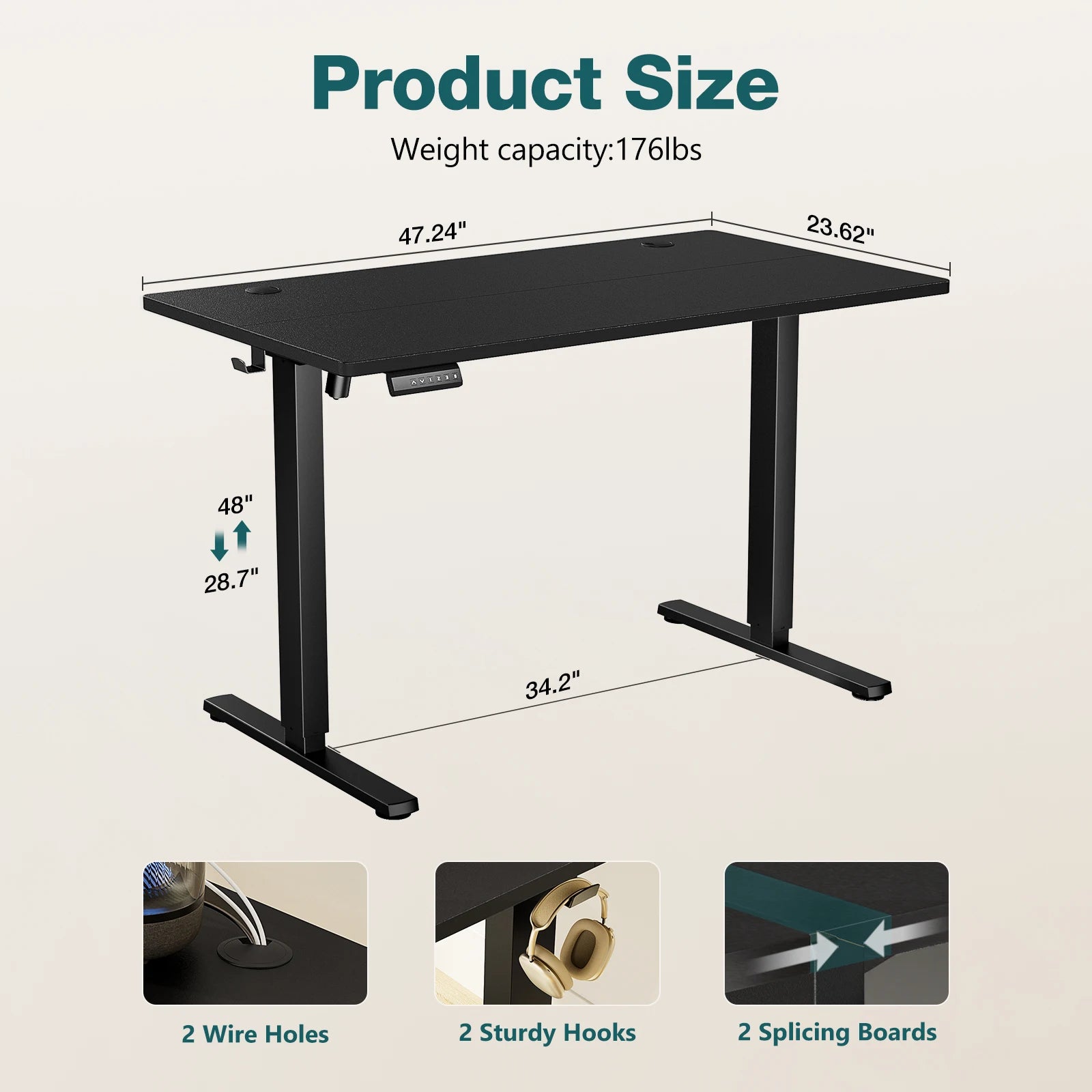 Electric Height Adjustable Standing Desk with Memory Settings