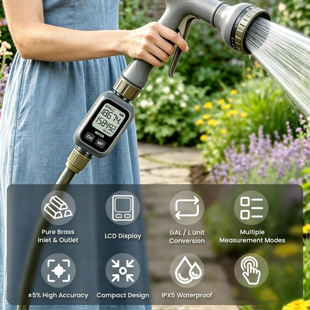 Garden Hose Water Flow Meter with Four Modes