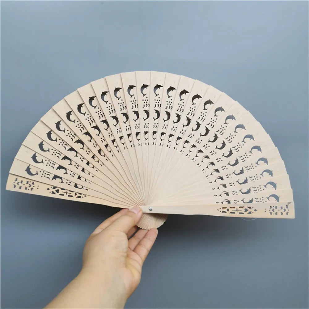Faltbarer Handfächer aus Holz, 20.5 cm, für Hochzeiten und Gäste