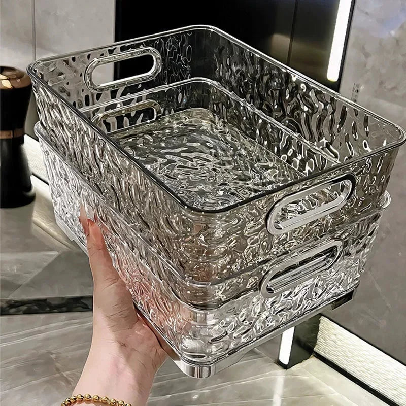 Stackable Clear Storage Bin with Carry Handles