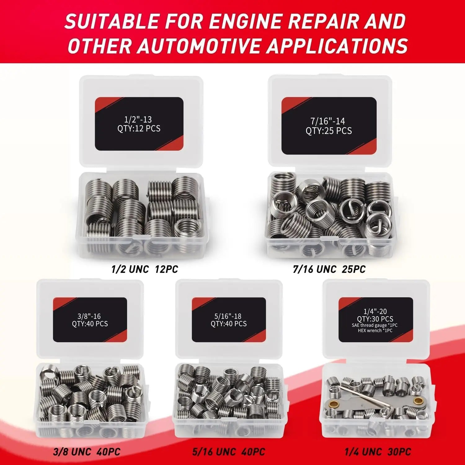 HSS Helicoil Thread Repair Kit SAE and Metric with Thread Gauge