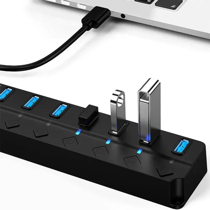 Razdelilnik USB s posameznimi stikali, 4 ali 7 priključkov