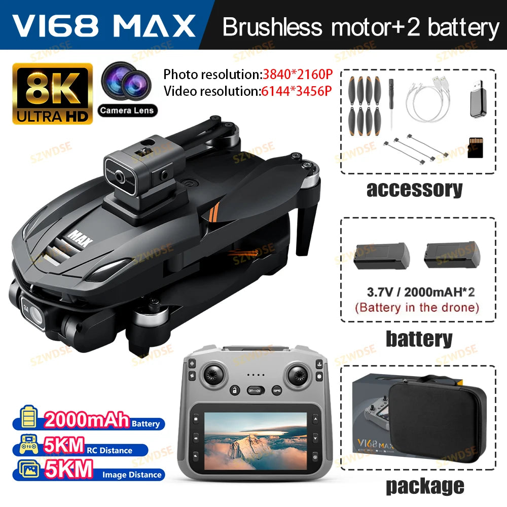 Dronă GPS 5G WiFi FPV cu ecran LCD HD, două camere, evitare obstacole, fără perii, pliabilă