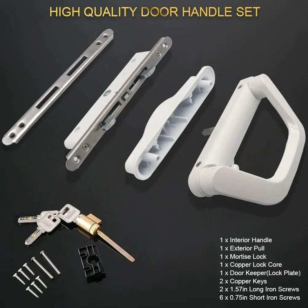 Sliding Patio Door Handle Set with Key Lock, Reversible Fit 1.5–2in