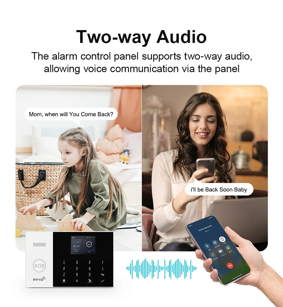 PGST Kit de système d'alarme antivol intelligent 4G WiFi Works with Tuya Works with Smart Life Connexion sans fil Ensemble de capteurs Télécommande Alerte en temps réel Sécurité domicile Bureau Entrepôt Euro