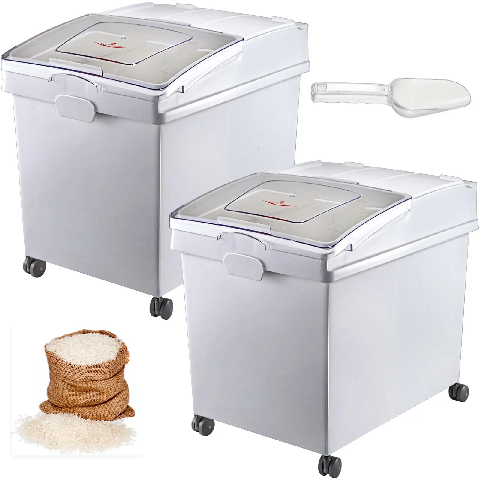 Large Capacity Ingredient Storage Bin with Wheels & Scoop