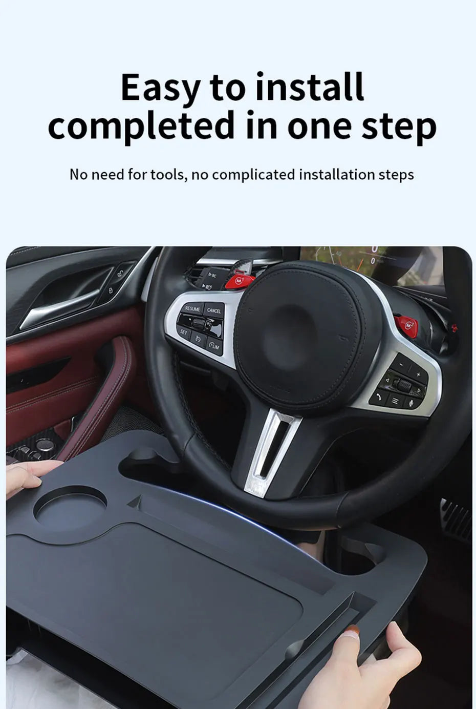 SEAMETAL Car Steering Wheel Food Tray Multifunctional Large Temporary Desktop for Car Interior Universal Laptop/Tablet Holder