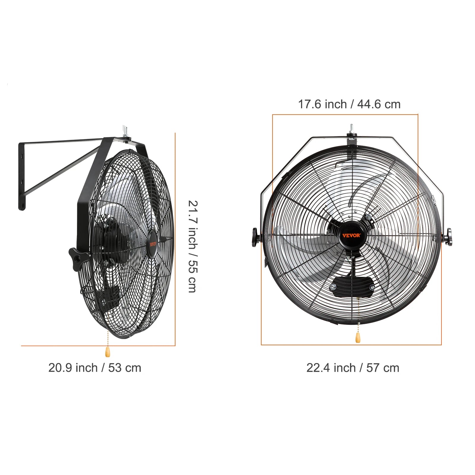 Vægmonteret industriventilator 4150 CFM vandtæt oscillerende 90W