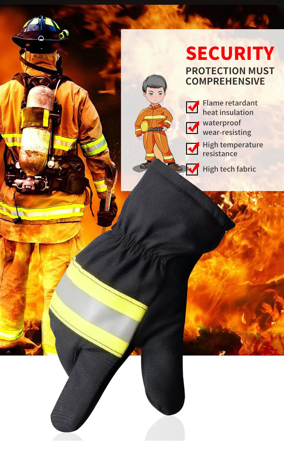 Fire Gloves for Heat, Flame, and Rescue Protection
