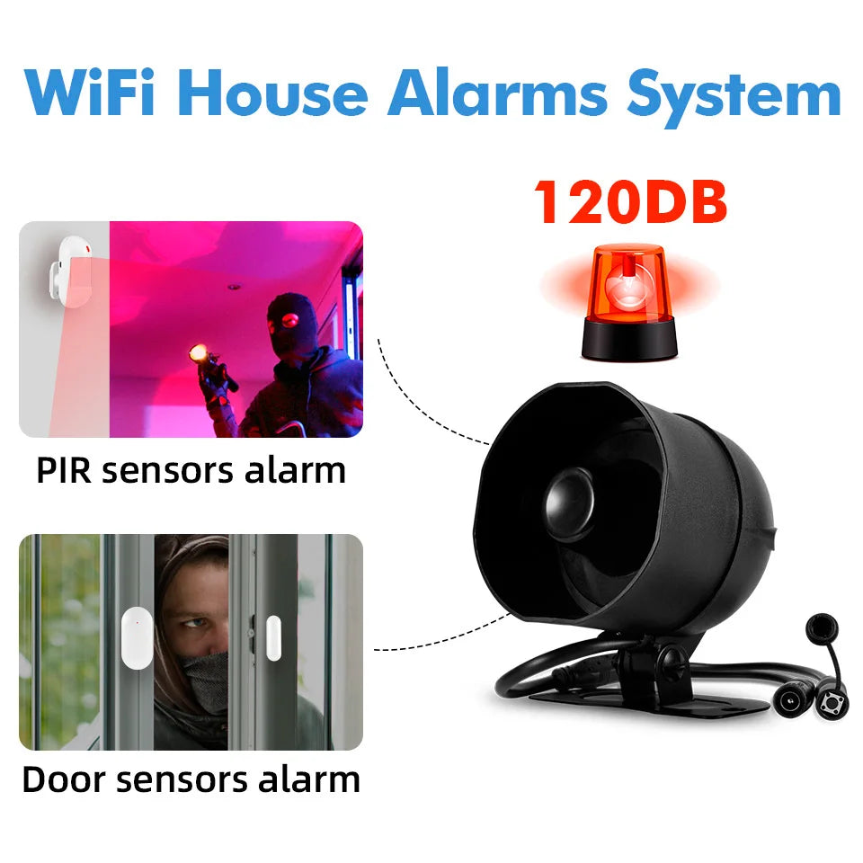 Smart WiFi Home Security Alarm System Kit with 120dB Siren