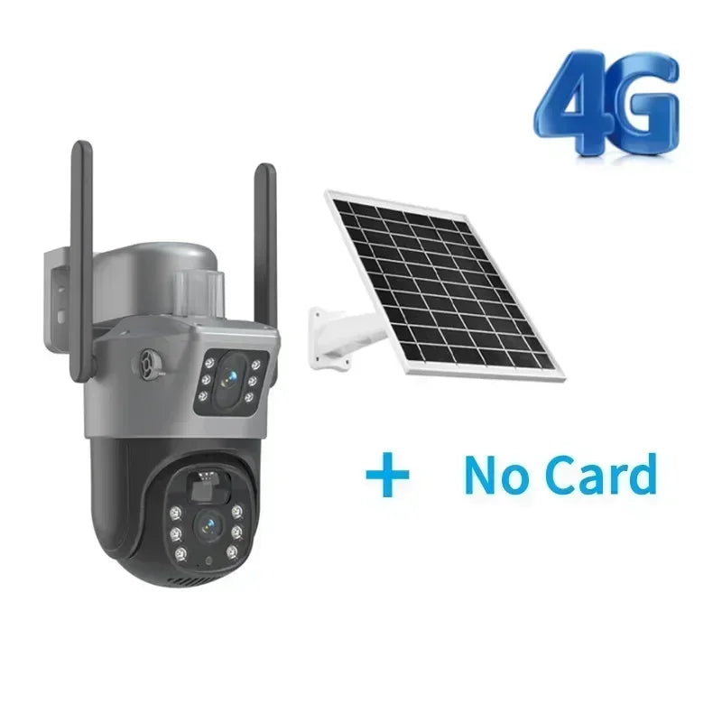 4K 8MP Dual Lens Solar Security Camera Outdoor WiFi 4G Waterproof Night Vision