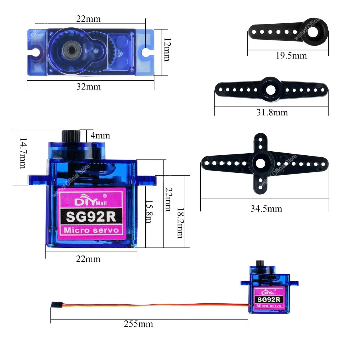 SG92R Micro Servo, Angle or Continuous-Rotation Options