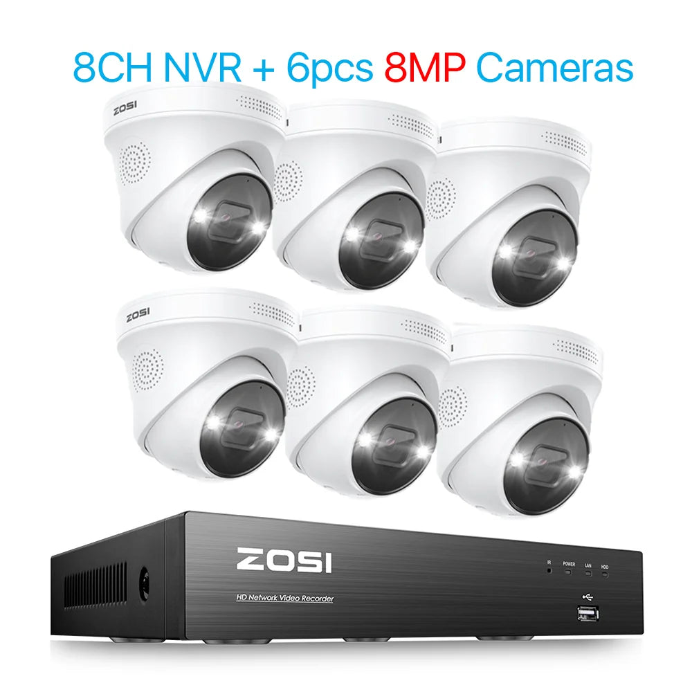 ZOSI 8CH 4K PoE Security Camera System with AI Detection