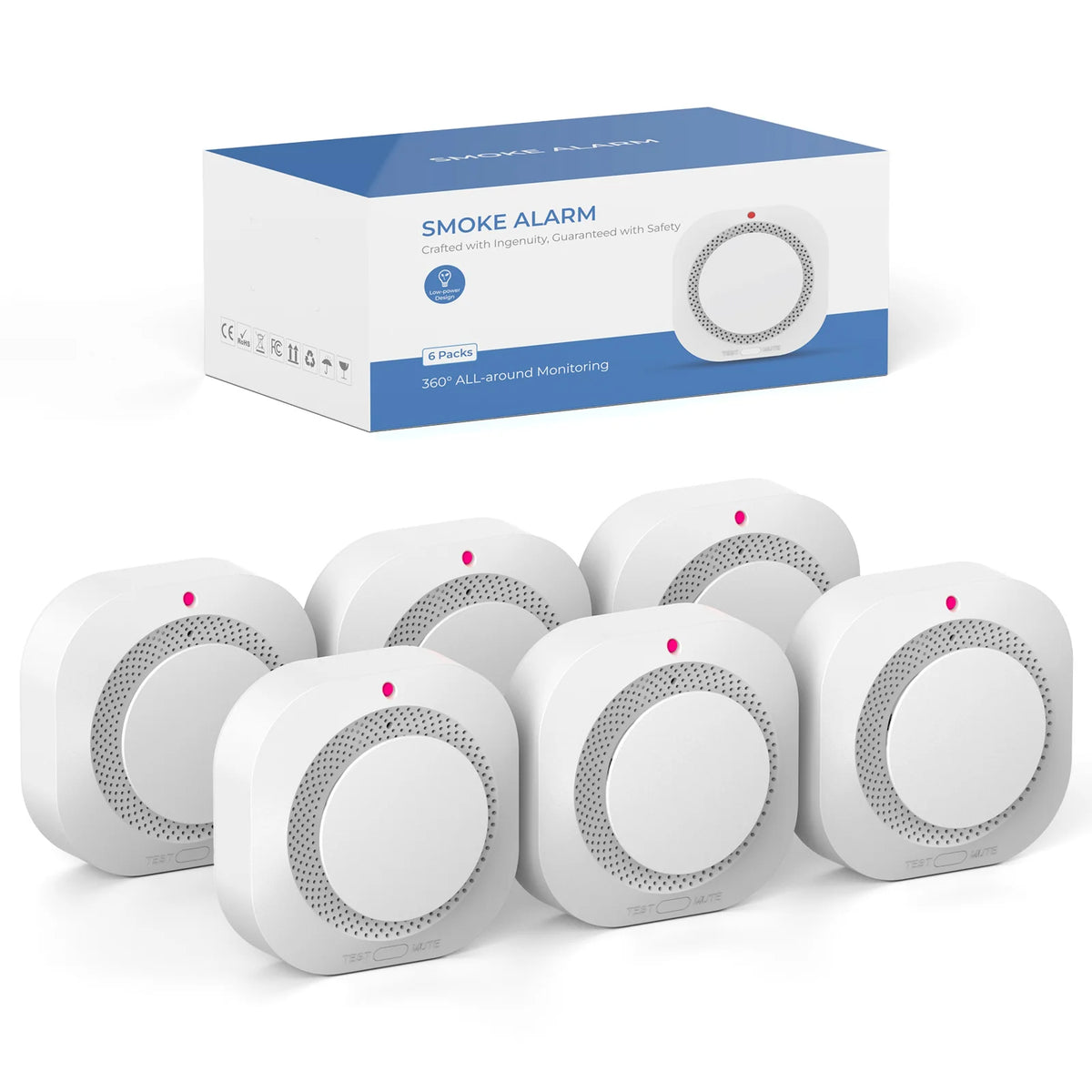 Zigbee Smoke Detector with 360° Detection and App Alerts