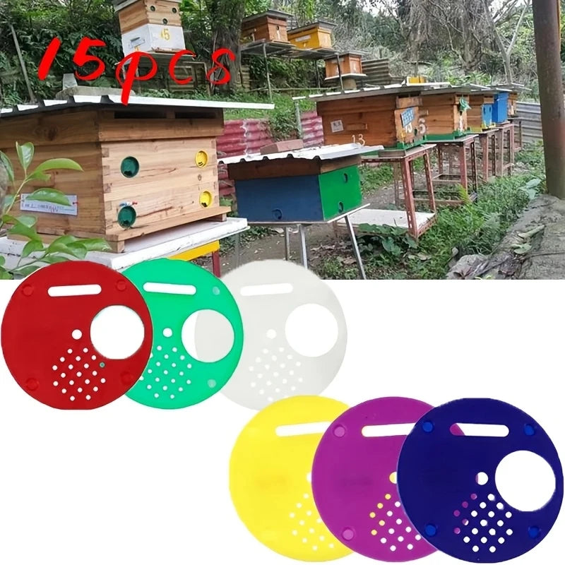 Colorful Round Beehive Entrance Discs, 15 Pack