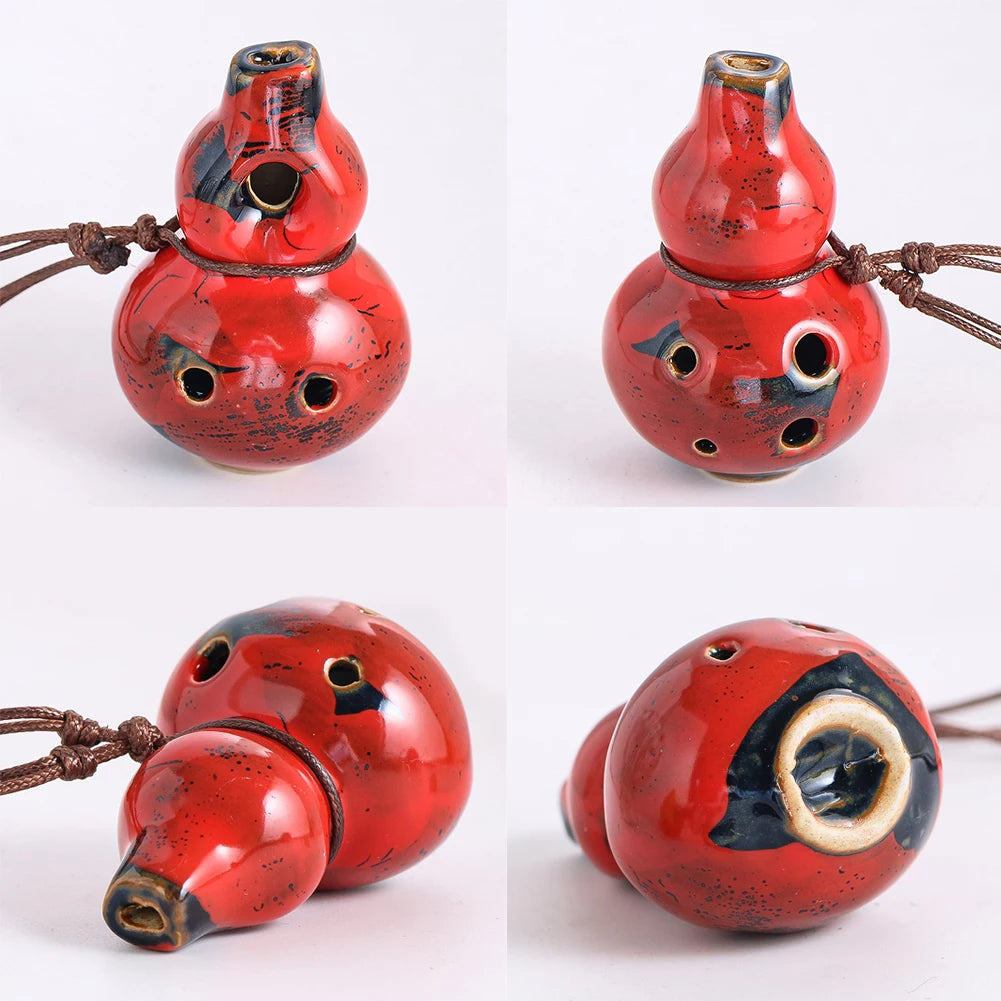 Seven-Hole Ceramic Pendant Ocarina with Cord