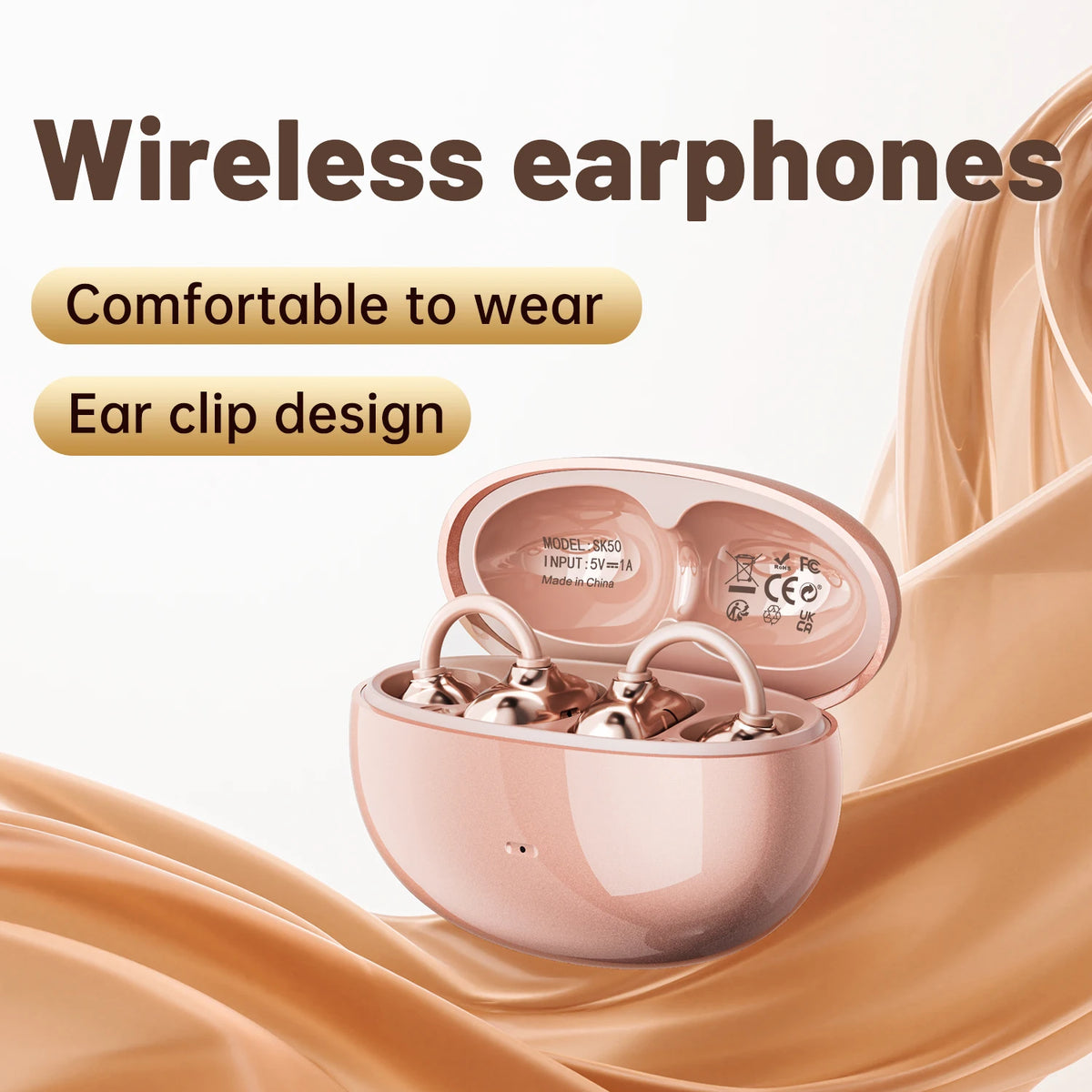 Open Ear Clip Wireless Bluetooth Earbuds with Mic