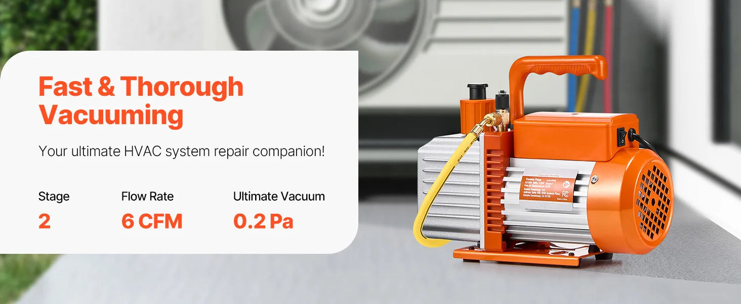 HVAC Vacuum Pump 3.5–9 CFM Single & Dual Stage for AC Systems
