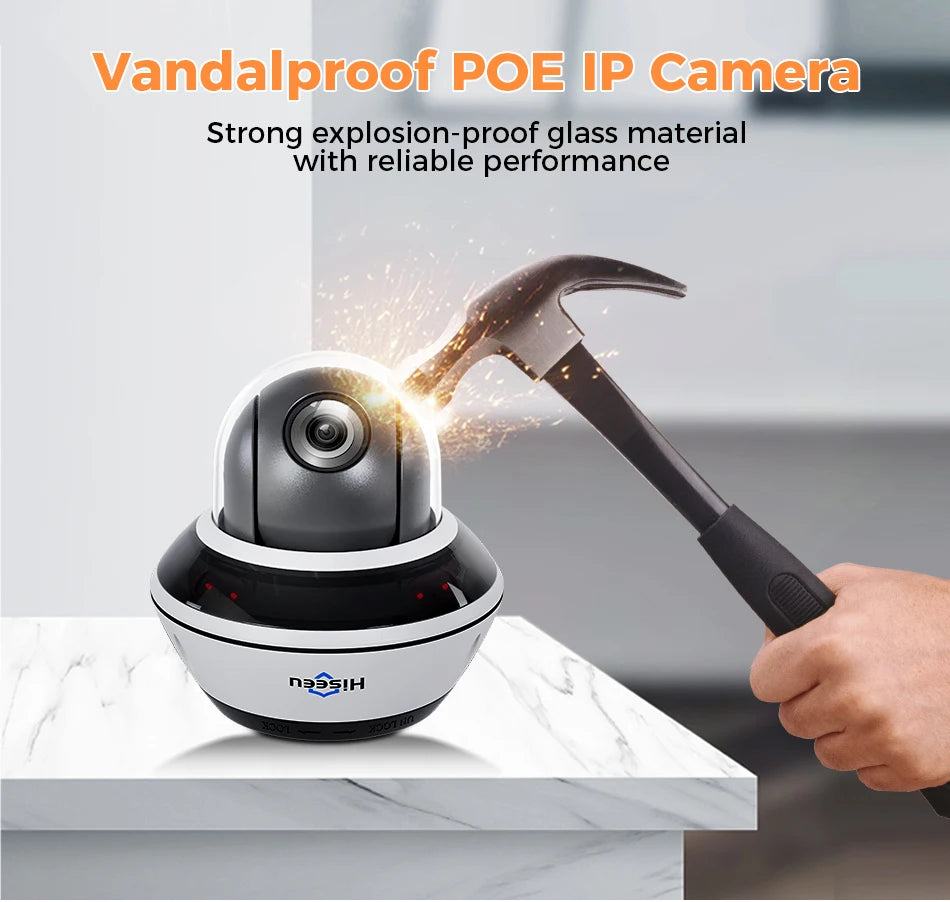6MP Vandal-Proof PoE IP Dome Security Camera with Zoom