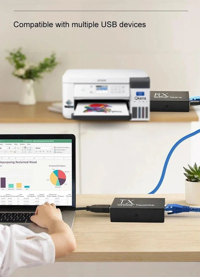 Extenseur USB 1.1 à quatre ports sur CAT6