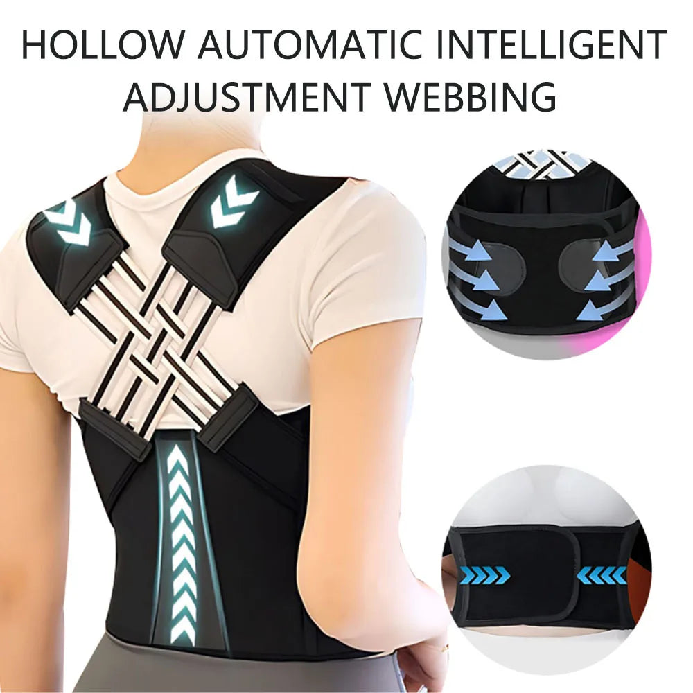 Black Posture Support Brace with Crossed Shoulder Straps