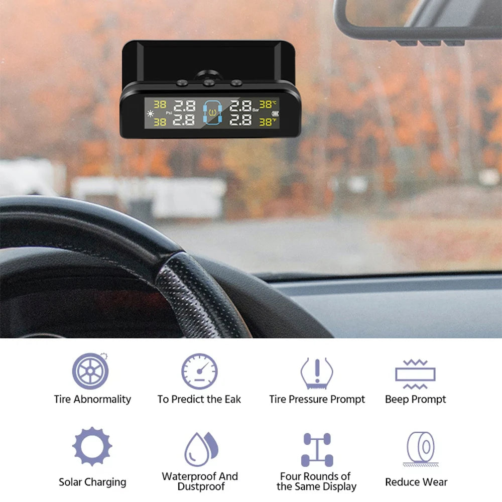 Solar TPMS Tire Pressure Monitoring System with External Sensors