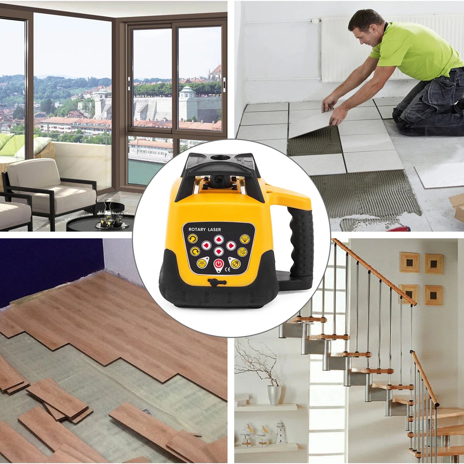 360° Rotary Laser Level with 500m Range Self-Leveling Tool