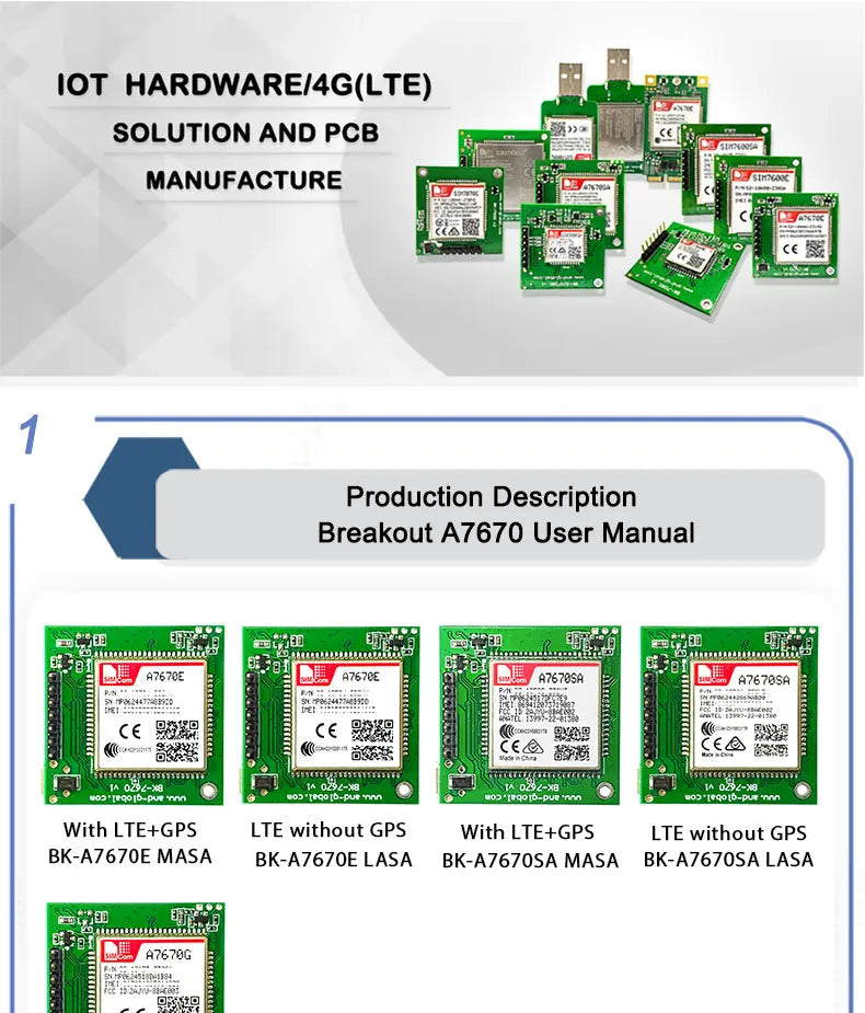 Moduł A7670E LTE Cat 1 Multi-Band 4G GSM GPRS